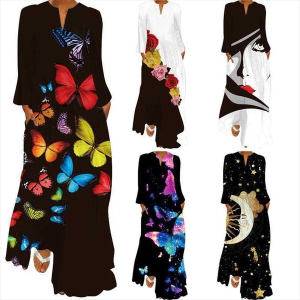 summer womens vintage butterfly print long dress v neck sleeve pocket, Black;gray
summer womens vintage butterfly print long dress v neck sleeve pocket, Black;gray
