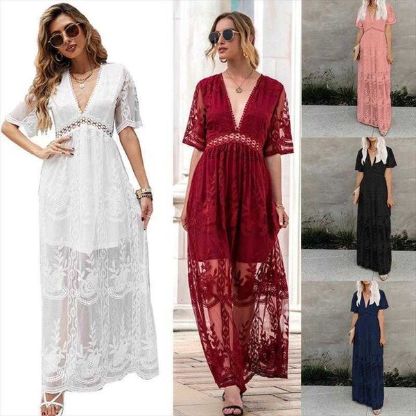 summer holiday lace dress v neck embroidered solid color long womens 6 colors, Black;gray
summer holiday lace dress v neck embroidered solid color long womens 6 colors, Black;gray