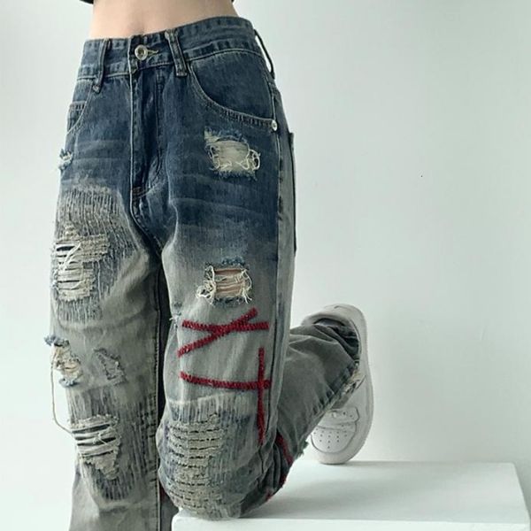 women's jeans contrast color straight ripped jeans for women y2k streetwear niche design hiphop high waisted summer plus size 230110, Blue
women's jeans contrast color straight ripped jeans for women y2k streetwear niche design hiphop high waisted summer plus size 230110, Blue