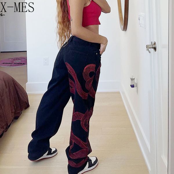 women's jeans y2k streetwear loose women retro print casual oversized high waist wide leg pants hip hop punk harajuku straight trousers, Blue
women's jeans y2k streetwear loose women retro print casual oversized high waist wide leg pants hip hop punk harajuku straight trousers, Blue