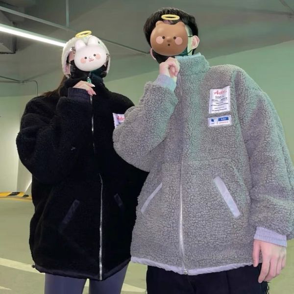 women's jackets winter thicken warm lamb wool coat zipper stand neck oversized fleece outerwear female fashion streetwear 230111, Black;brown
women's jackets winter thicken warm lamb wool coat zipper stand neck oversized fleece outerwear female fashion streetwear 230111, Black;brown