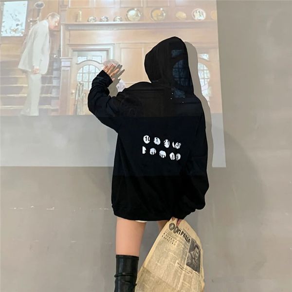 men and women hoodies long-sleeved hooded sweater cotton double-sided reflective letter loose pullovers, Black
men and women hoodies long-sleeved hooded sweater cotton double-sided reflective letter loose pullovers, Black
