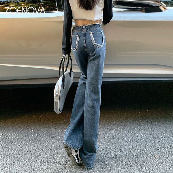 women's jeans zoenova y2k spring fashion versatile casual retro baggy trousers clothing high waist raw edge tassel pocket 230110, Blue
women's jeans zoenova y2k spring fashion versatile casual retro baggy trousers clothing high waist raw edge tassel pocket 230110, Blue