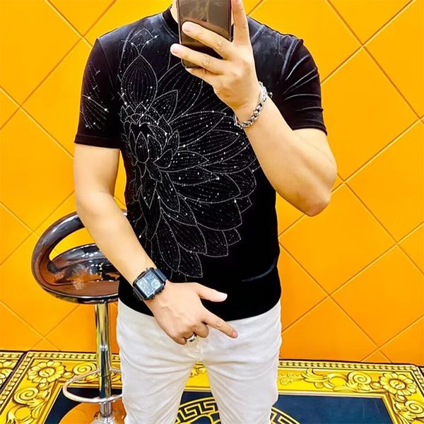 men t-shirt flower diamond designer rhinestones 2023 new fashion summer casual cotton tee round neck male wear clothes m-5xl, White;black
men t-shirt flower diamond designer rhinestones 2023 new fashion summer casual cotton tee round neck male wear clothes m-5xl, White;black