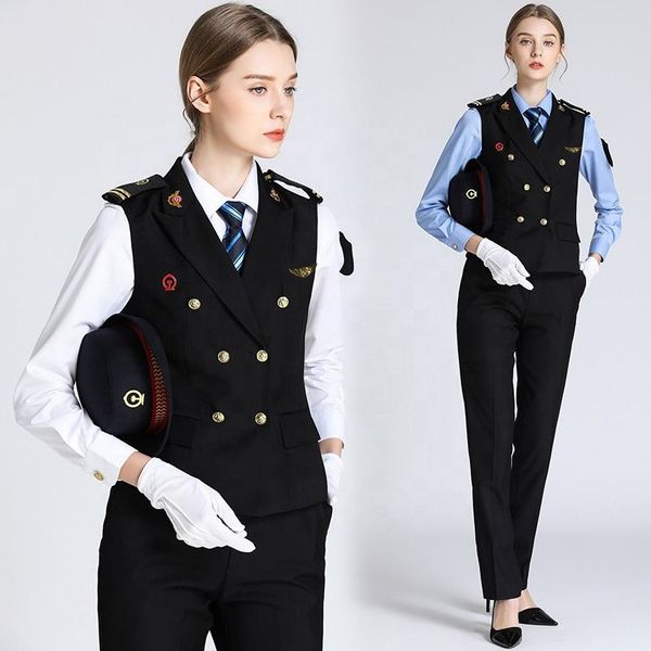 women's two piece pants chinese luxury bus high-speed railway office vest formal double breasted vest business ladies waistcoat blouse, White
women's two piece pants chinese luxury bus high-speed railway office vest formal double breasted vest business ladies waistcoat blouse, White