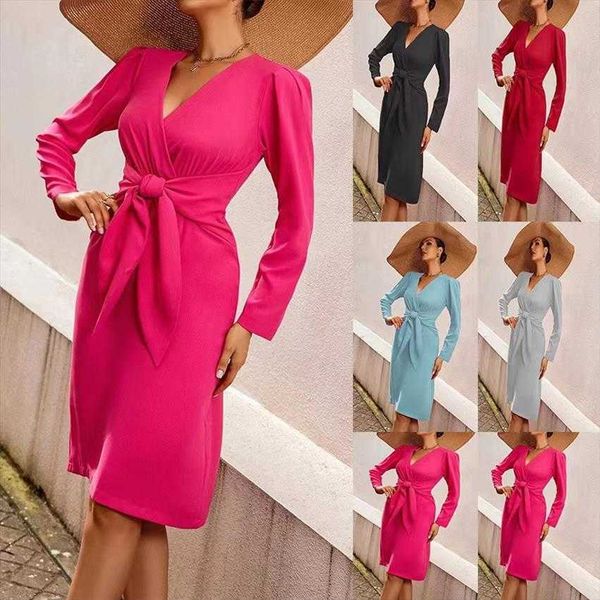 long sleeve pullover dress v neck zipper solid color belt waist tight mid length, Black;gray
long sleeve pullover dress v neck zipper solid color belt waist tight mid length, Black;gray