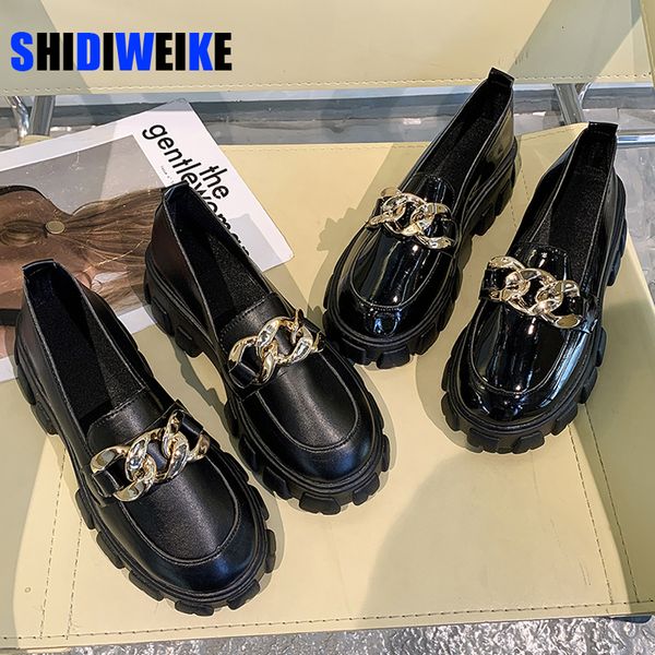 dress shoes women spring black platform flats loafers slip on boat metal chain designer casual leather oxfords 230111
dress shoes women spring black platform flats loafers slip on boat metal chain designer casual leather oxfords 230111