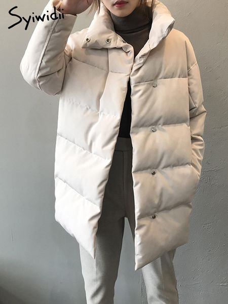women's down parkas syiwidii puffer winter jacket women thicken warm ladies long coats elegant button oversized outerwear 230110, Black
women's down parkas syiwidii puffer winter jacket women thicken warm ladies long coats elegant button oversized outerwear 230110, Black