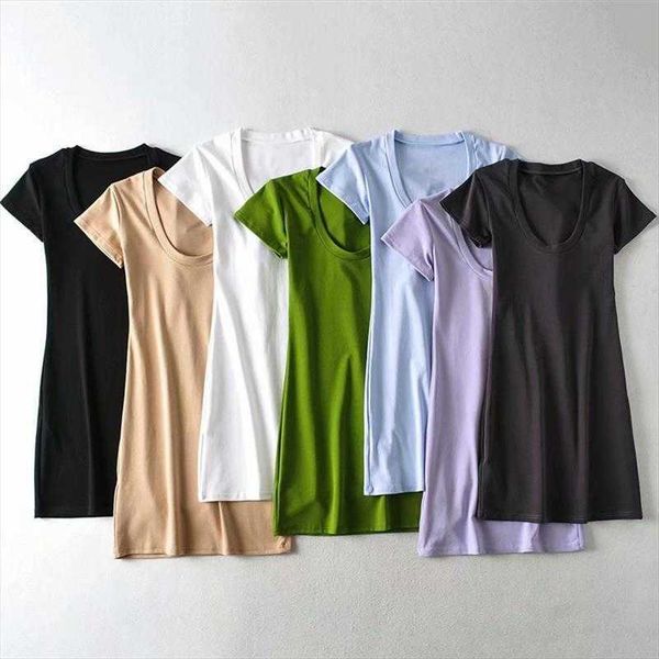 ypff style big u neck dress summer solid color casual mid length short sleeve t, Black;gray
ypff style big u neck dress summer solid color casual mid length short sleeve t, Black;gray