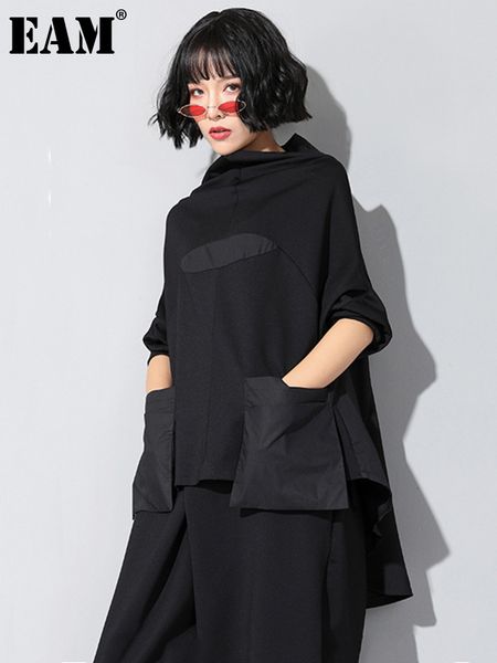 women's tshirt eam women black loose pocket irregular hem big size tshirt turtleneck long sleeve fashion spring autumn 2023 jq01801 230, White
women's tshirt eam women black loose pocket irregular hem big size tshirt turtleneck long sleeve fashion spring autumn 2023 jq01801 230, White