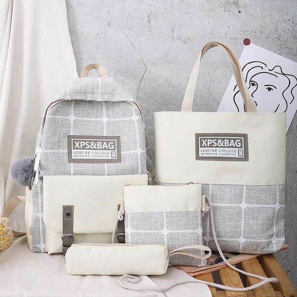 school bags multifunctional and versatile student schoolbag female korean version of harajuku style canvas plaid four-piece backpack fashion
school bags multifunctional and versatile student schoolbag female korean version of harajuku style canvas plaid four-piece backpack fashion