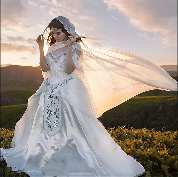 gothic medieval a-line wedding dresses with wrap embroidery renaissance fantasy victorian vampires country wedding gowns with fairy sleeve, White
gothic medieval a-line wedding dresses with wrap embroidery renaissance fantasy victorian vampires country wedding gowns with fairy sleeve, White