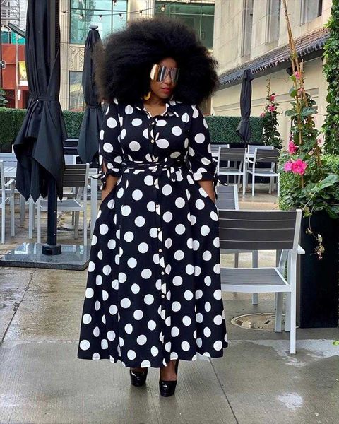 ins internet celebrity casual dresses plus size shirt long sleeve dotted prints, Black;gray
ins internet celebrity casual dresses plus size shirt long sleeve dotted prints, Black;gray