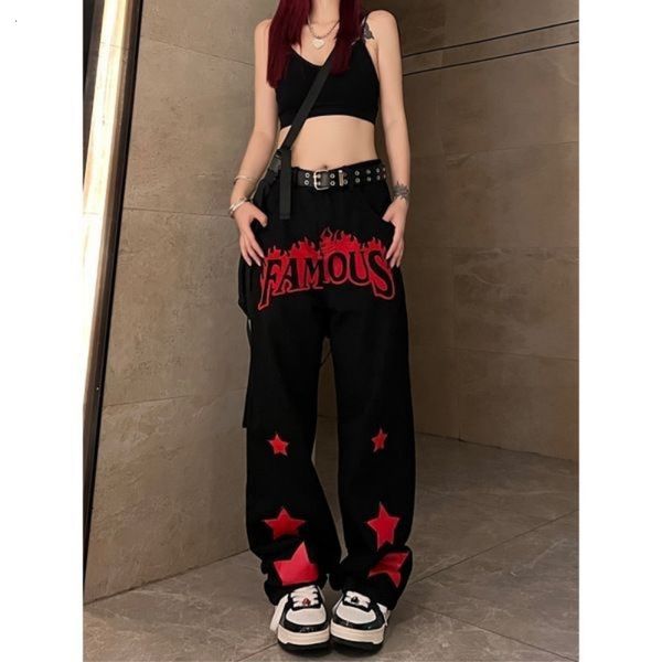 women's jeans hip hop street vintage clothes pentagram letter print jean women loose casual all match straight high waist jeans 230110, Blue
women's jeans hip hop street vintage clothes pentagram letter print jean women loose casual all match straight high waist jeans 230110, Blue