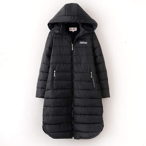 women's down parkas female 3xl6xl winter women thicken cotton solid color jacket black zipper hooded long coats a25 230111
women's down parkas female 3xl6xl winter women thicken cotton solid color jacket black zipper hooded long coats a25 230111