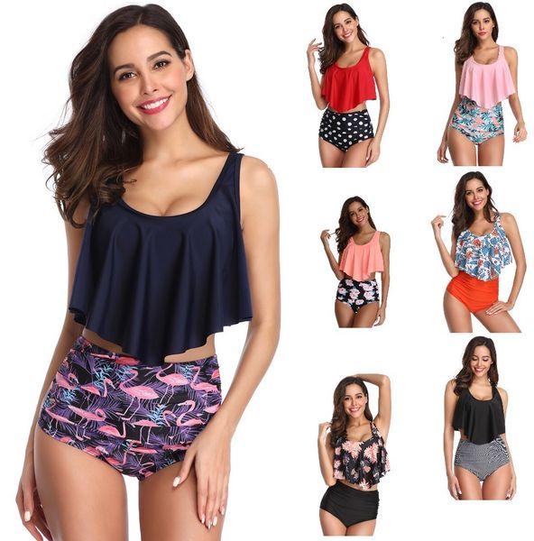 women's swimwear ruffle suits two piece sets printed beachwear high waist bikini set bottoms push up tankini swimsuits wo 230111, White;black
women's swimwear ruffle suits two piece sets printed beachwear high waist bikini set bottoms push up tankini swimsuits wo 230111, White;black