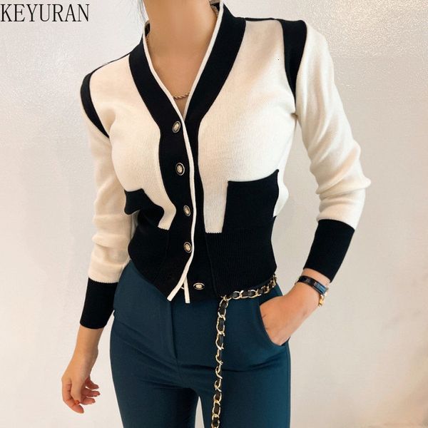 women's knits tees color-blocking button long sleeve knitted sweaters cropped cardigan korean autumn v-neck single-breasted sweater jac, White
women's knits tees color-blocking button long sleeve knitted sweaters cropped cardigan korean autumn v-neck single-breasted sweater jac, White