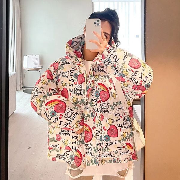 women's down parkas printed winter coat fashion loose cotton padded short hooded jacket female thicken warm outwear casual 230111, Black
women's down parkas printed winter coat fashion loose cotton padded short hooded jacket female thicken warm outwear casual 230111, Black