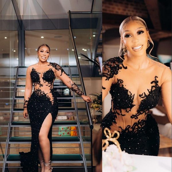 2023 prom dresses black sequined lace jewel neck long sleeves mermaid illusion sequins sweep train crystal beads plus size evening gowns par
2023 prom dresses black sequined lace jewel neck long sleeves mermaid illusion sequins sweep train crystal beads plus size evening gowns par