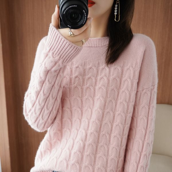 women's sweaters 100 pure wool cashmere sweater autumnwinter oneck pullover twist casual knitted longsleeved females jacket 230111, White;black
women's sweaters 100 pure wool cashmere sweater autumnwinter oneck pullover twist casual knitted longsleeved females jacket 230111, White;black
