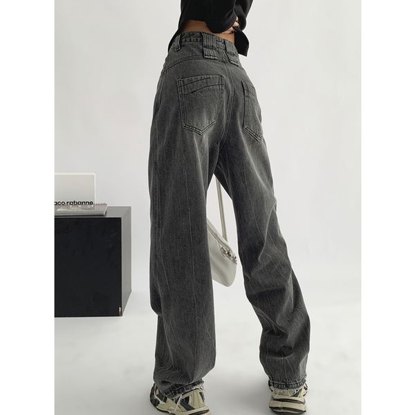 women's jeans autumn bottoms dark grey high street fashion baggy retro straight american style waist wide leg trousers 230110, Blue
women's jeans autumn bottoms dark grey high street fashion baggy retro straight american style waist wide leg trousers 230110, Blue
