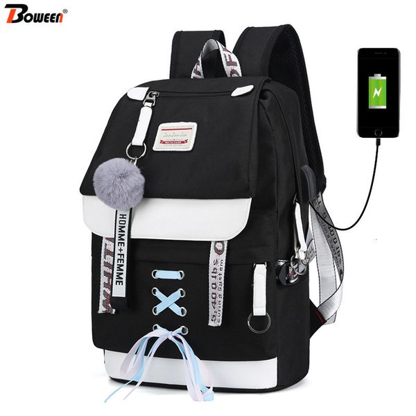 school bags canvas usb for girls teenagers backpack women bookbags black large capacity middle high college teen bag 230111
school bags canvas usb for girls teenagers backpack women bookbags black large capacity middle high college teen bag 230111