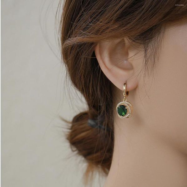 dangle earrings zircon green round simple temperament long women's eardrop ear hook, Silver
dangle earrings zircon green round simple temperament long women's eardrop ear hook, Silver