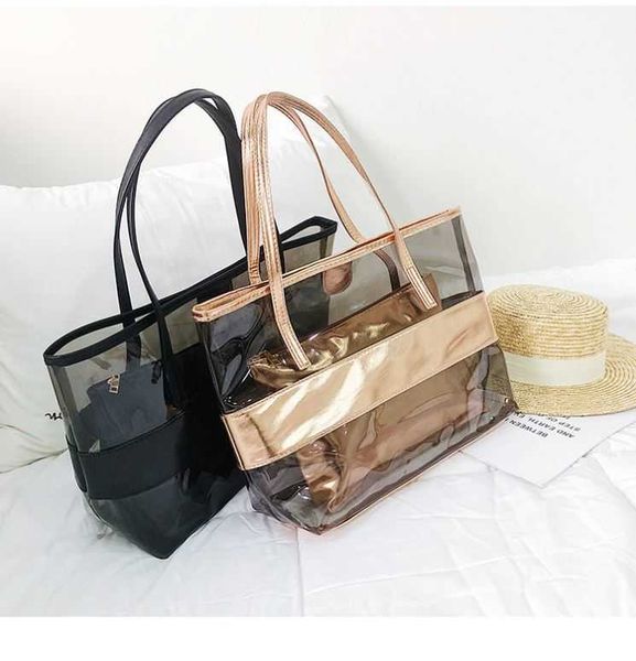 fashion shoulder bags set black large pvc waterproof transparent tote bag 2 piece women purses and handbags
fashion shoulder bags set black large pvc waterproof transparent tote bag 2 piece women purses and handbags