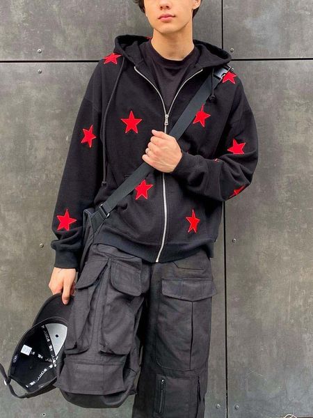men's hoodies sweatshirts vintage fashion star raphic fairy grungeg men long-sleeved zip hoodie women jacket oversize streetwear y2k cl, Black
men's hoodies sweatshirts vintage fashion star raphic fairy grungeg men long-sleeved zip hoodie women jacket oversize streetwear y2k cl, Black
