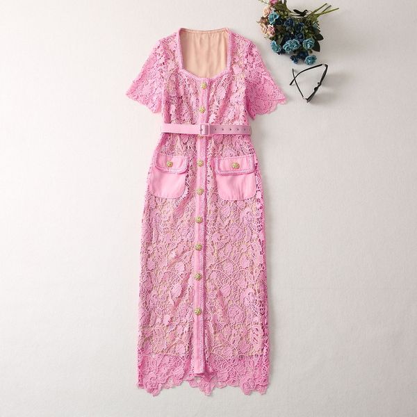 casual dresses european and american women's clothes 2023 spring new short sleeve square neck hollowed out lace pink fashion belt dress, Black;gray
casual dresses european and american women's clothes 2023 spring new short sleeve square neck hollowed out lace pink fashion belt dress, Black;gray