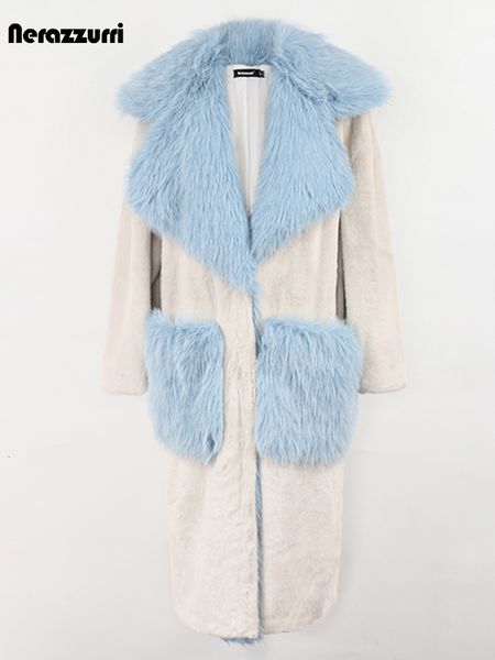 women's fur faux nerazzurri winter long oversized warm soft fluffy mink coat women with collar and pockets luxury outerwear 230110, Black
women's fur faux nerazzurri winter long oversized warm soft fluffy mink coat women with collar and pockets luxury outerwear 230110, Black