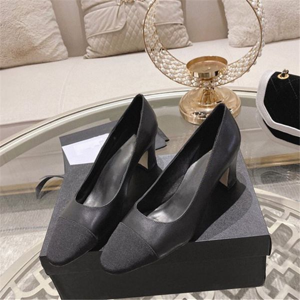 classic contrast thick heel shoes shallow high heels fashion runway women shoes, Black
classic contrast thick heel shoes shallow high heels fashion runway women shoes, Black