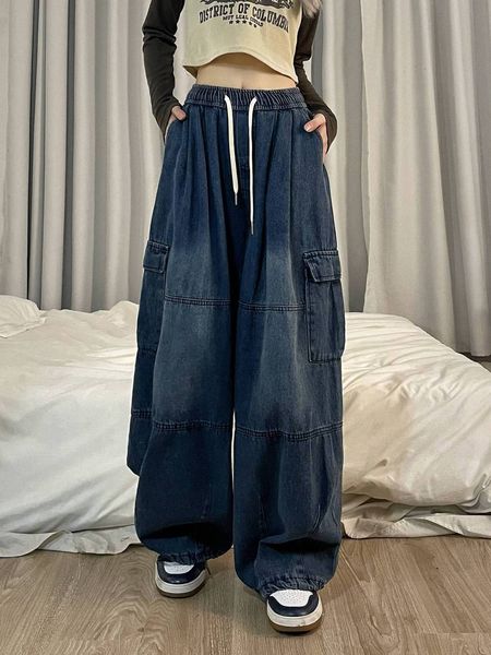 women's jeans grunge girl vintage big pocket oversized baggy cargo woman elastic waist straight wide leg pant denim trousers 230110, Blue
women's jeans grunge girl vintage big pocket oversized baggy cargo woman elastic waist straight wide leg pant denim trousers 230110, Blue