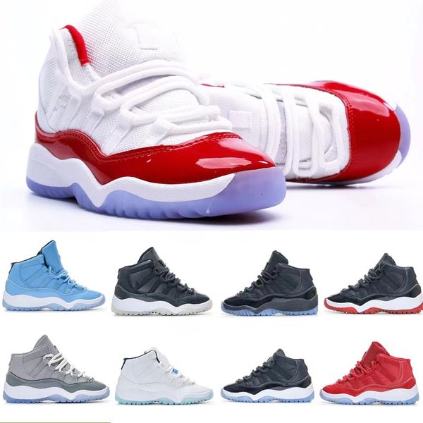 Image of Cherry kids shoes boys 11s basketball 11 Jumpman shoe Children mid sneaker Chicago designer military grey trainers baby kid youth toddler