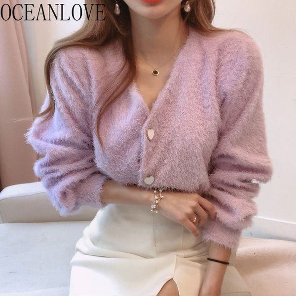 women's knits tees oceanlove knit wear solid v neck elegant autumn short cardigans women korean vintage soft winter sweaters female war, White
women's knits tees oceanlove knit wear solid v neck elegant autumn short cardigans women korean vintage soft winter sweaters female war, White