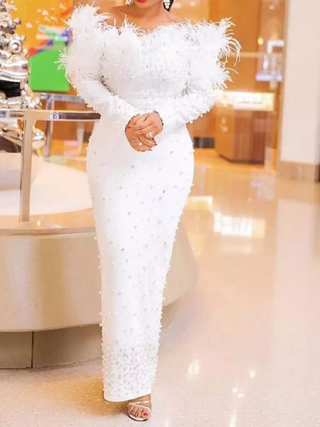 skirts white beads elegant evening dres's wear slim feather neckline beaded tassel bandage long sleeve off shoulder 230110, Black
skirts white beads elegant evening dres's wear slim feather neckline beaded tassel bandage long sleeve off shoulder 230110, Black