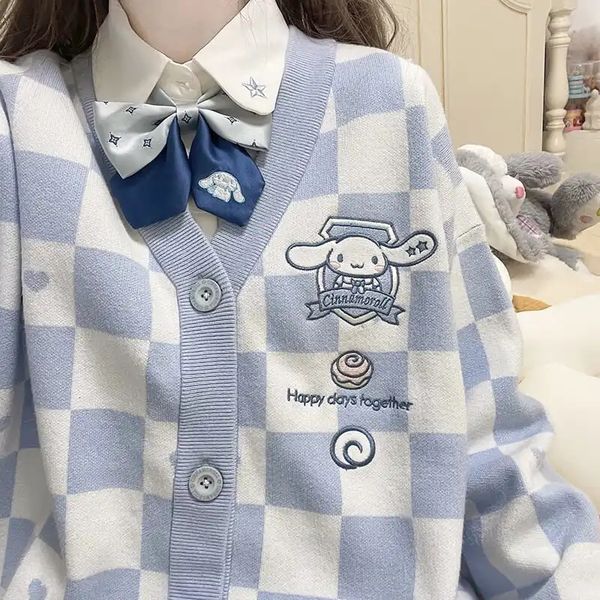 women's knits tees japanese jk uniform checkerboard kawaii cartoon embroidery sweater cardigan loose women's clothing knitted oute, White
women's knits tees japanese jk uniform checkerboard kawaii cartoon embroidery sweater cardigan loose women's clothing knitted oute, White