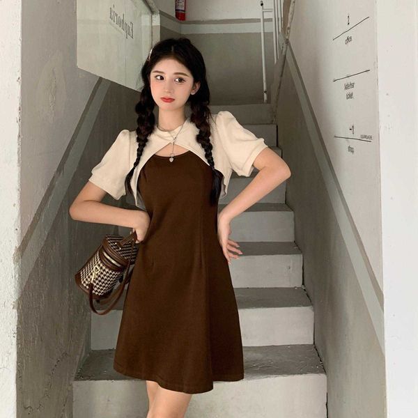 womens suspender dress summer slimming suit design short blouse outer skirt two, Black;gray
womens suspender dress summer slimming suit design short blouse outer skirt two, Black;gray