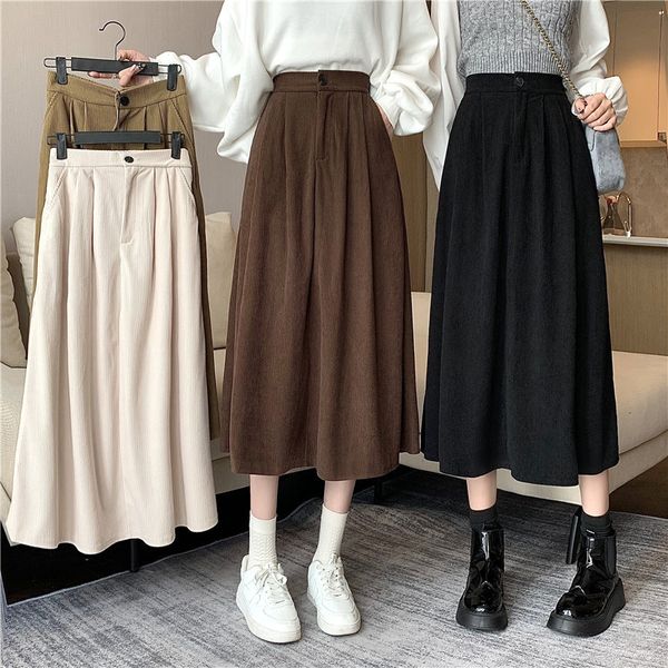 skirts vintage corduroy pleated womens thick autumn winter korean fashion high waist velvet midi long aline female 230110, Black
skirts vintage corduroy pleated womens thick autumn winter korean fashion high waist velvet midi long aline female 230110, Black