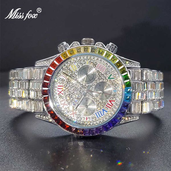 luxury men's watch with raninbow diamond baguette watches for male three dial multifunctional wristwatches look like expensive 23011, Slivery;brown
luxury men's watch with raninbow diamond baguette watches for male three dial multifunctional wristwatches look like expensive 23011, Slivery;brown