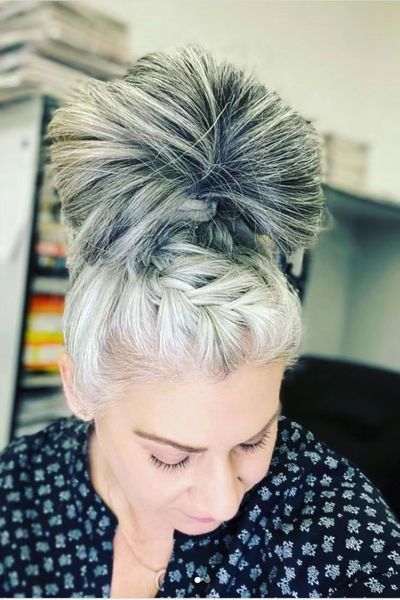 salt and pepper silver grey human hair ponytail with french braids high bun silky straight wraps pony tail gray hairpiece drawstring real hu, Black
salt and pepper silver grey human hair ponytail with french braids high bun silky straight wraps pony tail gray hairpiece drawstring real hu, Black