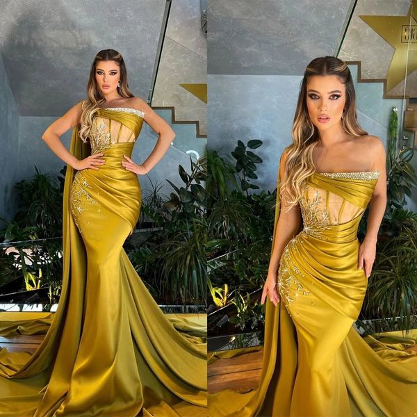 prom dresses mermaid strapless one shoulder cape satin with pleats shining beaded backless court gown zipper custom made plus size, Black
prom dresses mermaid strapless one shoulder cape satin with pleats shining beaded backless court gown zipper custom made plus size, Black