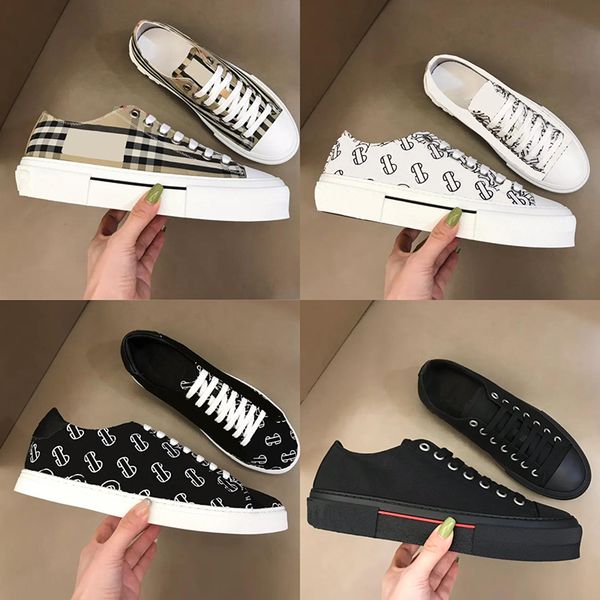 

fashion check casual shoes canvas trainer women men shoe classic stripes sneaker designer men's grid suede trainers print low-sneakers, Black