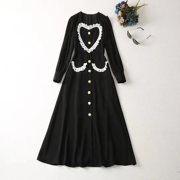 casual dresses european and american women's clothes 2023 spring new long sleeve lapel lace peach heart gold buttons fashion dress xxl, Black;gray
casual dresses european and american women's clothes 2023 spring new long sleeve lapel lace peach heart gold buttons fashion dress xxl, Black;gray