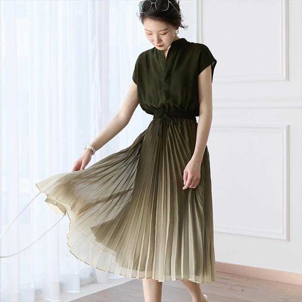 summer elegant dresses pleated gradient slimming lace up elastic waist dress for, Black;gray
summer elegant dresses pleated gradient slimming lace up elastic waist dress for, Black;gray
