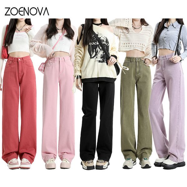 women's jeans zoenova korean long trousers casual denim pants simple female spring 2023 straight loose wide leg pink purple red 230110, Blue
women's jeans zoenova korean long trousers casual denim pants simple female spring 2023 straight loose wide leg pink purple red 230110, Blue