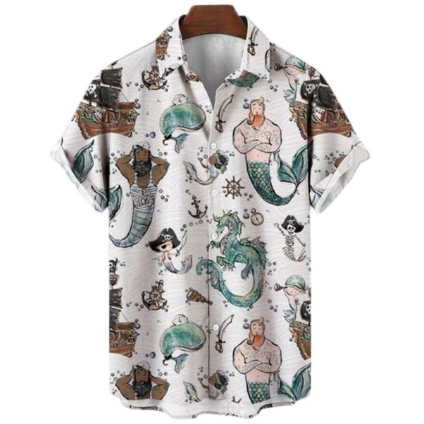 men's casual shirts summer retro fashion mermaid 3d hawaiian short sleeve loose breathable 230110, White;black
men's casual shirts summer retro fashion mermaid 3d hawaiian short sleeve loose breathable 230110, White;black