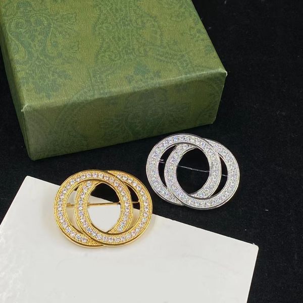 2022 new double letter interlocking full drill pins brooches used for suit sweater dress designer jewelry men's and women's same s, Gray
2022 new double letter interlocking full drill pins brooches used for suit sweater dress designer jewelry men's and women's same s, Gray