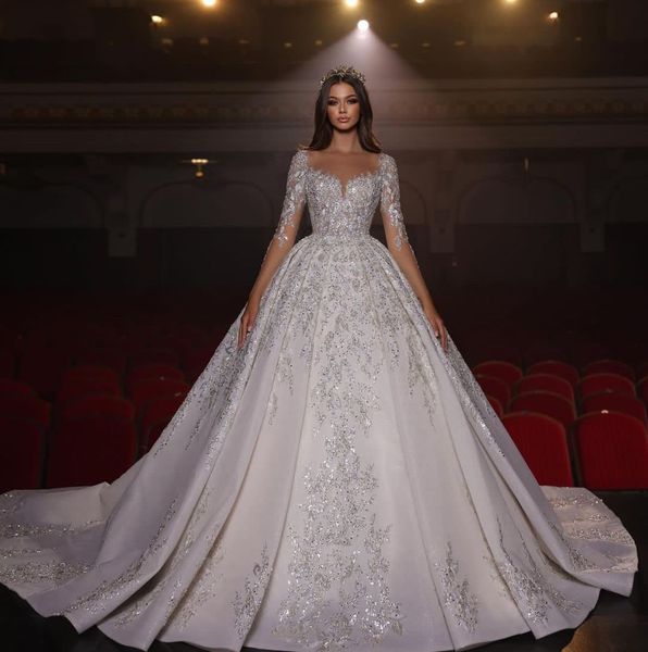 luxury ball gown wedding dresses long sleeves v neck sparkly sequins appliques beaded lace ruffles formal bridal gowns plus size custom made, White
luxury ball gown wedding dresses long sleeves v neck sparkly sequins appliques beaded lace ruffles formal bridal gowns plus size custom made, White