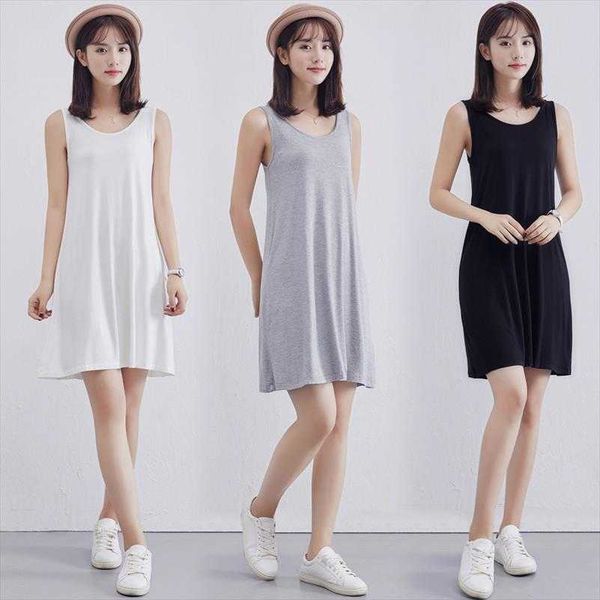 summer modal dress womens mid length sleeveless bottoming underdress loose plus, Black;gray
summer modal dress womens mid length sleeveless bottoming underdress loose plus, Black;gray